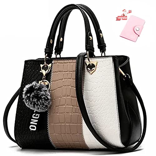 Opiniones de Bolsas para Dama de Moda - los más vendidos. 49 Mujeres Crossbody Bolso Bolsos de Hombro, de Gran Capacidad de Cuero de la PU Bolso de Moda de Color Bloqueado Bolso Casual para las Señoras, Negro