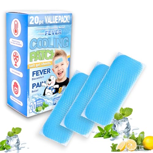 Parches de gel para fiebre, almohadillas de enfriamiento de acción rápida para adultos y niños para dolores de cabeza