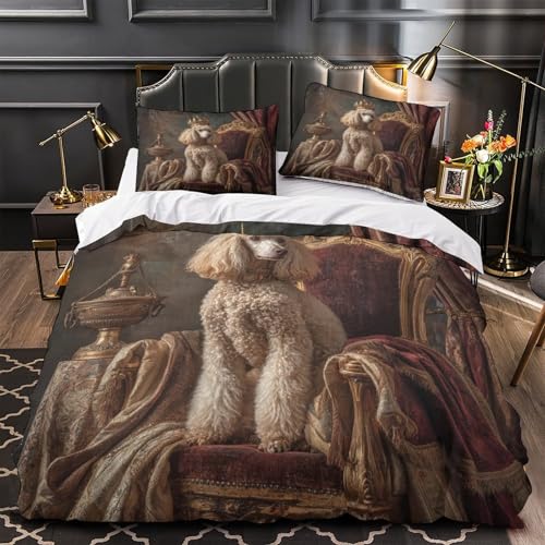 Housse de couette caniche royal lit single en microfibre premium vintage - 2
