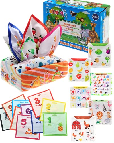 Image of Baby Tissue Box Toy – Montessori Toy for Babies and Toddlers – Magic Tissue Box Baby Toy – Learning Baby Toy for 6 Month Old and up – Educational High Contrast Toy - Development STEM Toy - Baby Gift