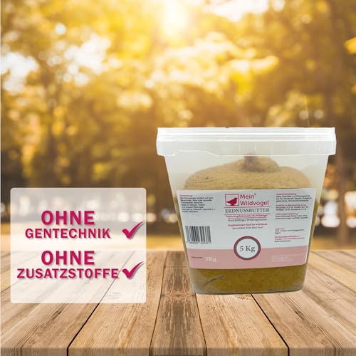MeinWildvogel Erdnussbutter Wildvogelfutter 5kg, streichzarte Erdnusspaste, Weichfutter, Fettfutter mit Erdnüssen & Saaten, Ganzjahresfutter für Weichfresser wie zb. Meisen, Kleiber, Vorratseimer