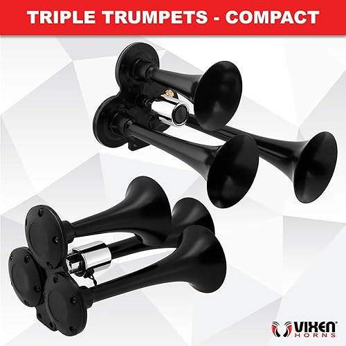 Miniatura 8 de Vixen Horns Kit de bocina de tren para camionesautomóvilessemitos Sistema completo a bordo compresor de aire de 150 psi tanque de 1 galón 4