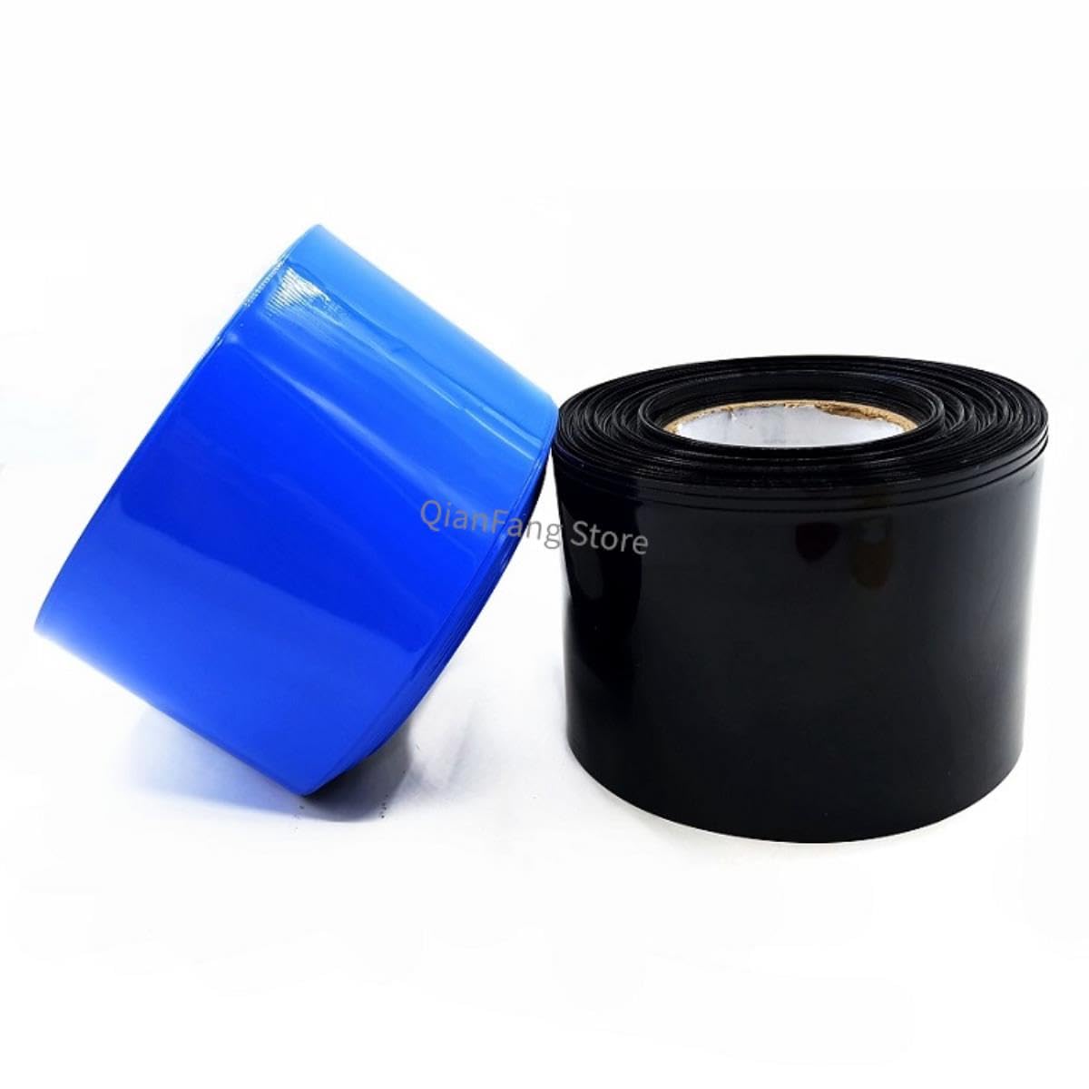 Guaina termorestringente in PVC da 2 m, 285 mm ~ 580 mm, guaina per cavo termorestringente blu nero, copertura per pellicola per batteria al litio 18650, larghezza 320 mm x 2 m