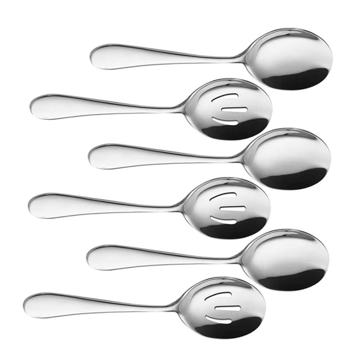 OFFSCH 6pcs Stainless Steel Public Spoons Modern Silverware Set for Kitchen Home Restaurant