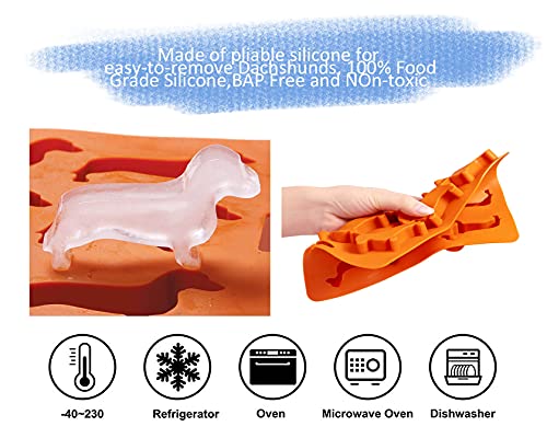 LYWUU Dackel Hundeform Silikon Eiswürfelformen und Tablett