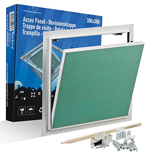 Trappe de visite 30x30cm avec joint en feutre - Invisible, prête à peindre | Pour cloisons sèches 12,5mm | 300x300mm Cadre en aluminium trappe de maintenance | Ouverture adaptée aux pièces humides