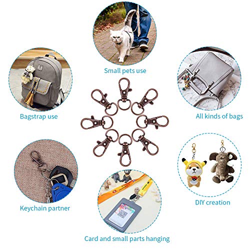 Image of 120PCS Premium Swivel Lanyard Snap Hook with Key Rings, Metal Keychain Hooks for Jewelry Making, Crafts (red Bronze)