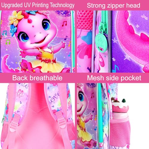 Image of WZLVO 3PCS Kids Backpack for Girls, Unicorn Dinosaur Animal Prechool Elementary Kindergarten School Bookbag with Lunch Box