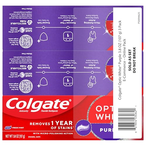 Colgate Optic White Purple Toothpaste with Fluoride, 3 Pack, 3.8 oz - image 8