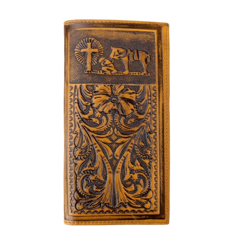 MUXILING Mens Rodeo Wallet Western RFID-Blocking Leather Wallet Bifold Long Cowboy Long Wallets