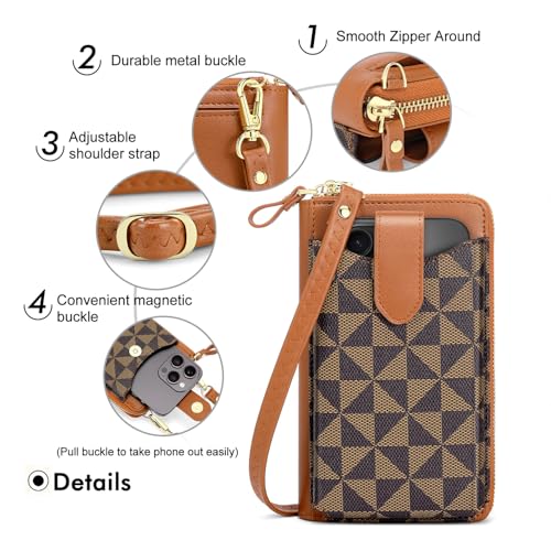 Image of Peacocktion RFID Crossbody Wallet Purse for Women Small Travel Cell Phone Purses Trendy Vegan Leather Bags with Card Slots