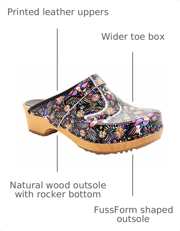 Image of Bjork Maja Wood Open Back Leather Clogs