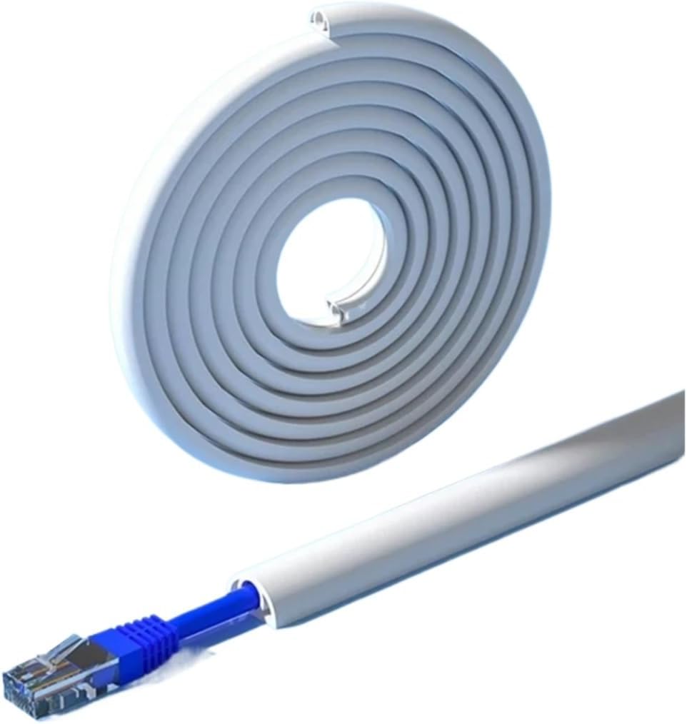 Cord Cover Floor Floor Cable Cover Cord Protector Self-Adhesive Power Extension Electric Wire Duct Slot Manage(D20 White 2M)