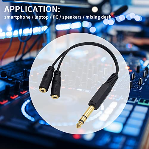 Poyiccot 1/4 To 3.5Mm Adapter, 3.5Mm To 1/4 Headphone Adapter, 6.35Mm 1/4 Inch Trs Stereo Male To 2 Dual 3.5Mm (Mini) 1/8 Inch Stereo Female Y Splitter Cable 20Cm/8Inch (635M-235Fm) #TOP5