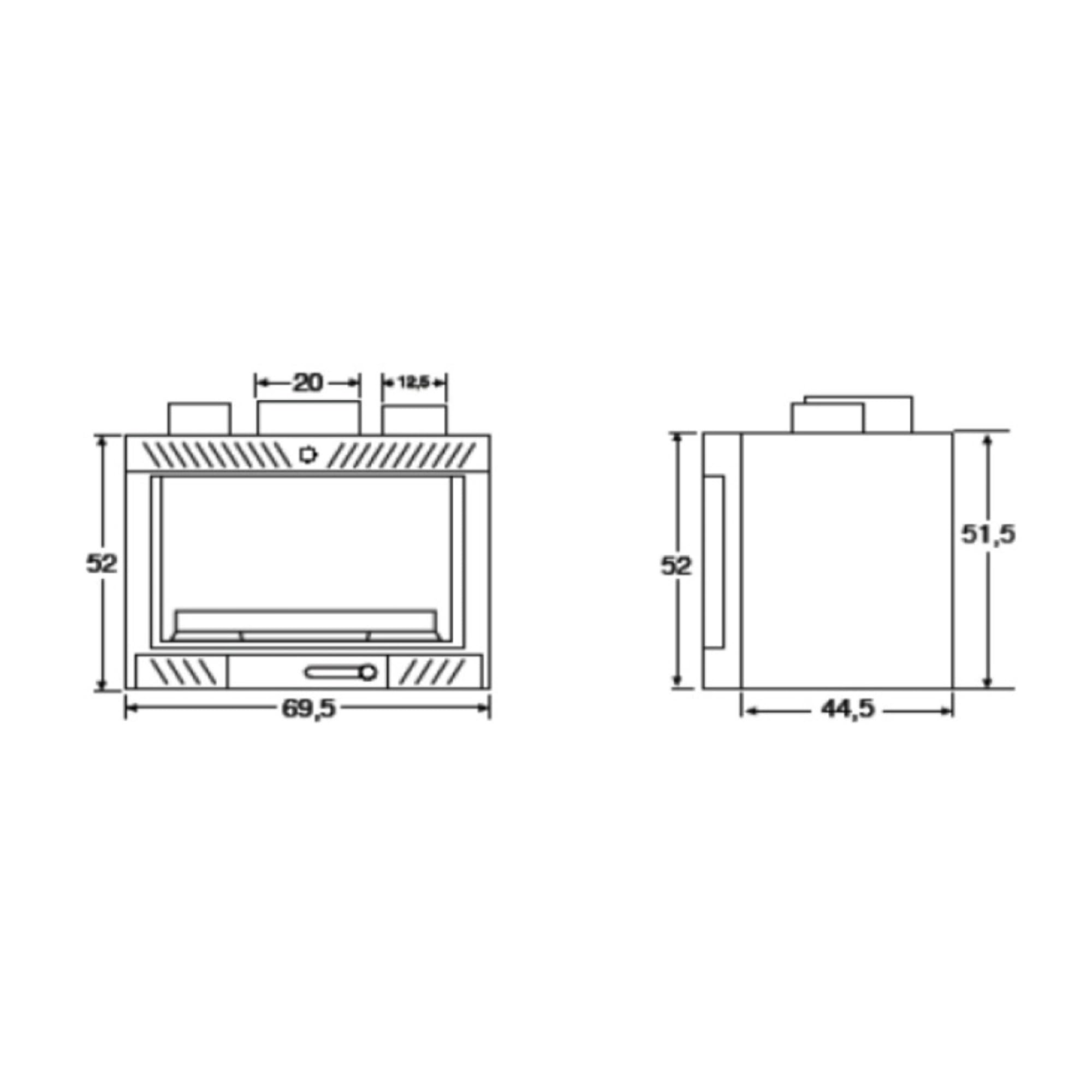 EIDER BIOMASA - Insert INUK Iron 70 VENTILADA - Insertable de Leña Ventilado 8 kW - Compacto 52x45x69 cm - hasta 135 m³ - Eficiencia Energética Clase A - Entera en funcidión