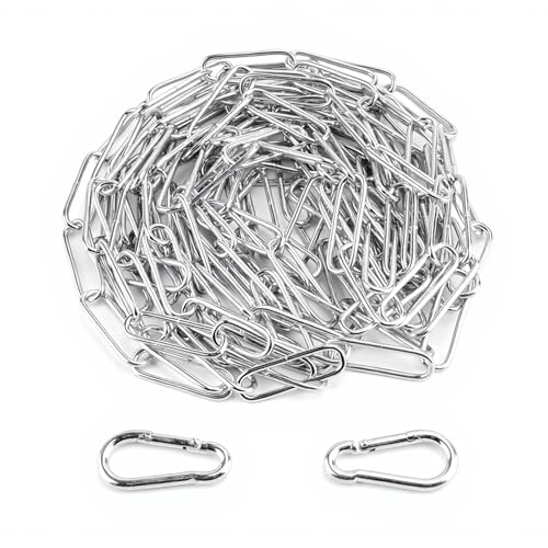 Edelstahlkette Meterware 6m x 2.5 mm Gliederkette Meterware Edelstahl Ketten Metallkette zum Aufhängen Stainless Steel Chains Metall Ketten für Aufhängekette Hundekette Ankerkette Wäschekette