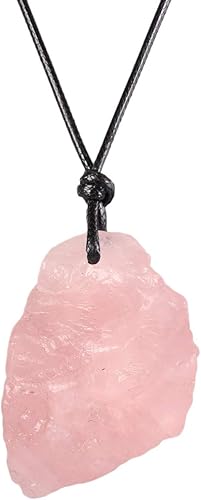 TUMBEELLUWA Paquete de 2 collares de piedras preciosas naturales con dije de cristal crudo, joyería de piedra curativa, cuarzo rosa natural, Piedra,