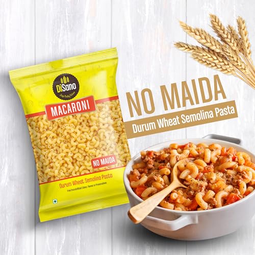 Image of DiSano Macaroni Pasta 850g, Healthy Pasta, Made with 100% Durum Wheat Semolina, 100% Suji, No Maida, Source of Protein & Fibre, Non-Sticky (Pack of 3)