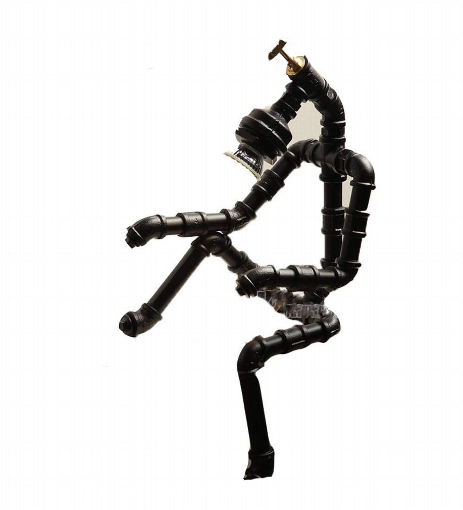 Lampe robot pipe à eau GZ en fer rétro éclairage de table industriel style café