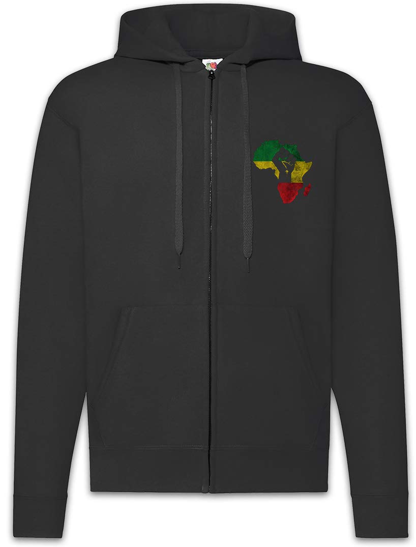 Urban Backwoods African Fist Felpa da Uomo con Cappuccio Zip Hoodie Zipper
