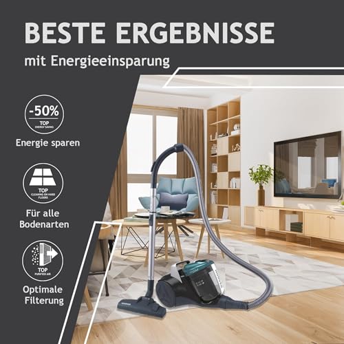 Hoover Staubsauger Tierhaare Breeze PET mit Tier-Düse I Tierhaar-Staubsauger ohne Beutel für Hundehaare & Katzenhaare I Mit größenverstellbarem Stab, EPA-Filter, 5m Kabel mit Auto-Aufwicklung & Griff
