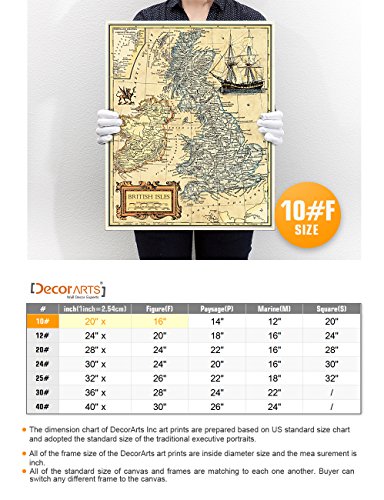Image of DECORARTS - Vintage British Isles Map Canvas Wall Art, Antique UK Map England Scotland Ireland for Wall Decor, Hand-Stretched Giclee Print, Office Study Decor, Handcrafted in USA, 16x20''
