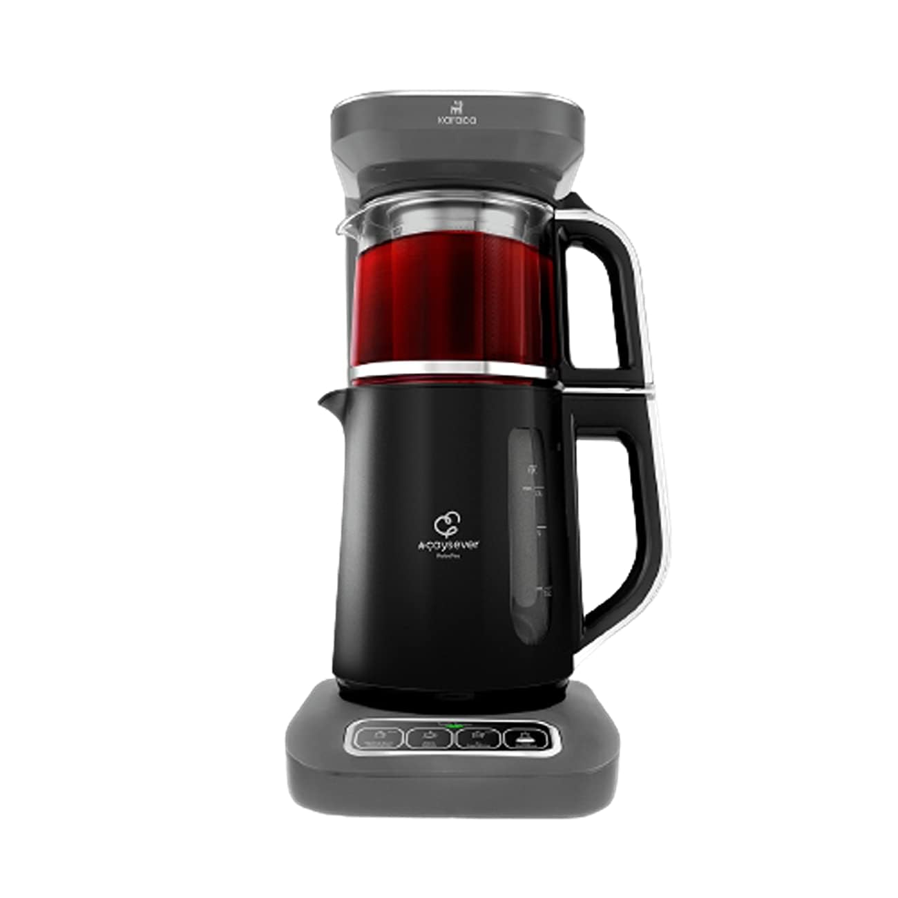 Karaca Caysever Robotea Pro 4-in-1 Automatic Electric Tea Pot, Filtered Coffee Machine, Tea Kettle, Tea Pot with Infuser 2500 W, Space Grey