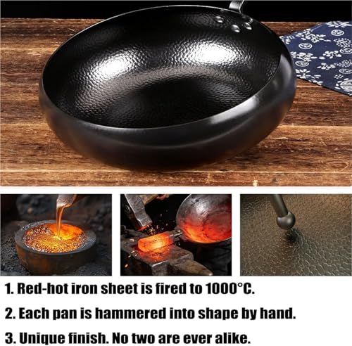 Wok de acero al carbono forjado a mano con tapa de vidrio 24 cm miniatura 3