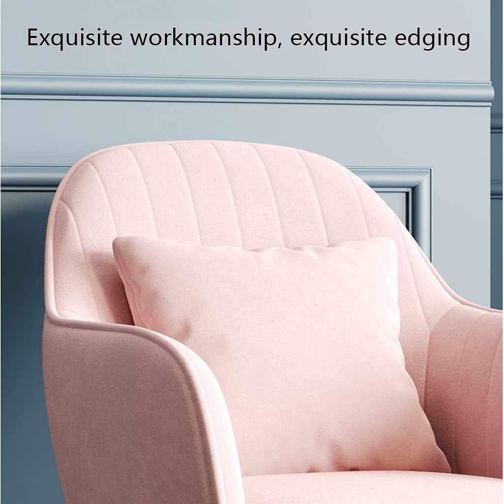 メイクアップチェア サイドテーブル キッチン 寝室 装飾用 座椅子 ゴールドメタル脚 布張りフットレスト ソフトクッション付き (ピ