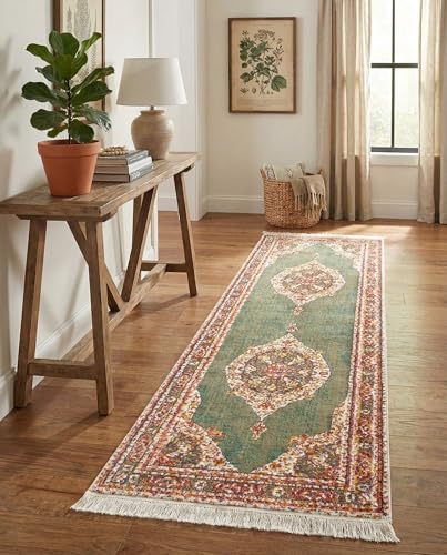 Tapete runner de 2 x 8 pies de Rugs.com verde miniatura 1