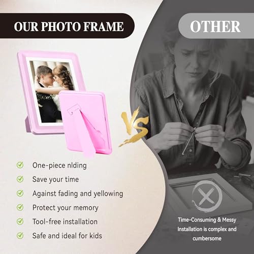 vilkok Pink 5x7 Picture Frame,1 Pack, Fits 5x7 Photo or 4x6 with Mat, Acrylic Front & Durable ABS Frame, Shatterproof UV-Resistant Tabletop Display, Vertical/Horizontal Home Décor Frame — view 6