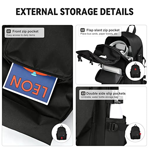 Casual Daypack Large Upgraded Version College Laptop Backpack For Men Women Water Resistant Lightweight School Bag Travel Rucksack For Sports High School Middle Bookbag For Girls Size L(Black) #TOP4