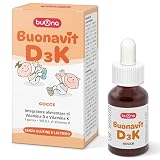 Buonavit D3K Integratore Vitamina D Bambini e Neonati 12 ml 400 UI al Giorno Vitamina D3 Gocce Con Vitamina K1 Supporta Sistema Immunitario Bambini, Ossa Denti Contagocce Senza Glutine e Lattosio