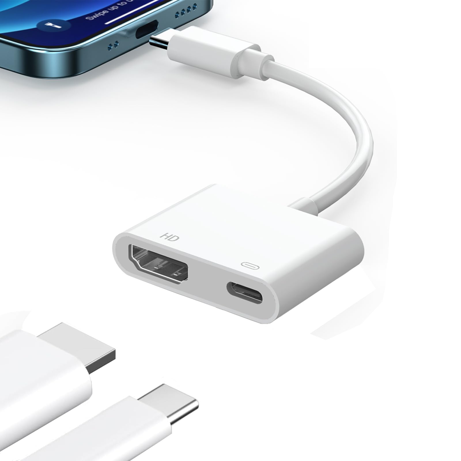 VG USB C to 4K HD.MI Adapter for MacBook Pro/Air, 3 in 1 USB-C Digital AV Multiport Adapter with 4K 30Hz, 100W Charging, USB 3.0 5Gbps Data Port Compatible with Mac M1 M2 Laptop iPad Pro/Switch