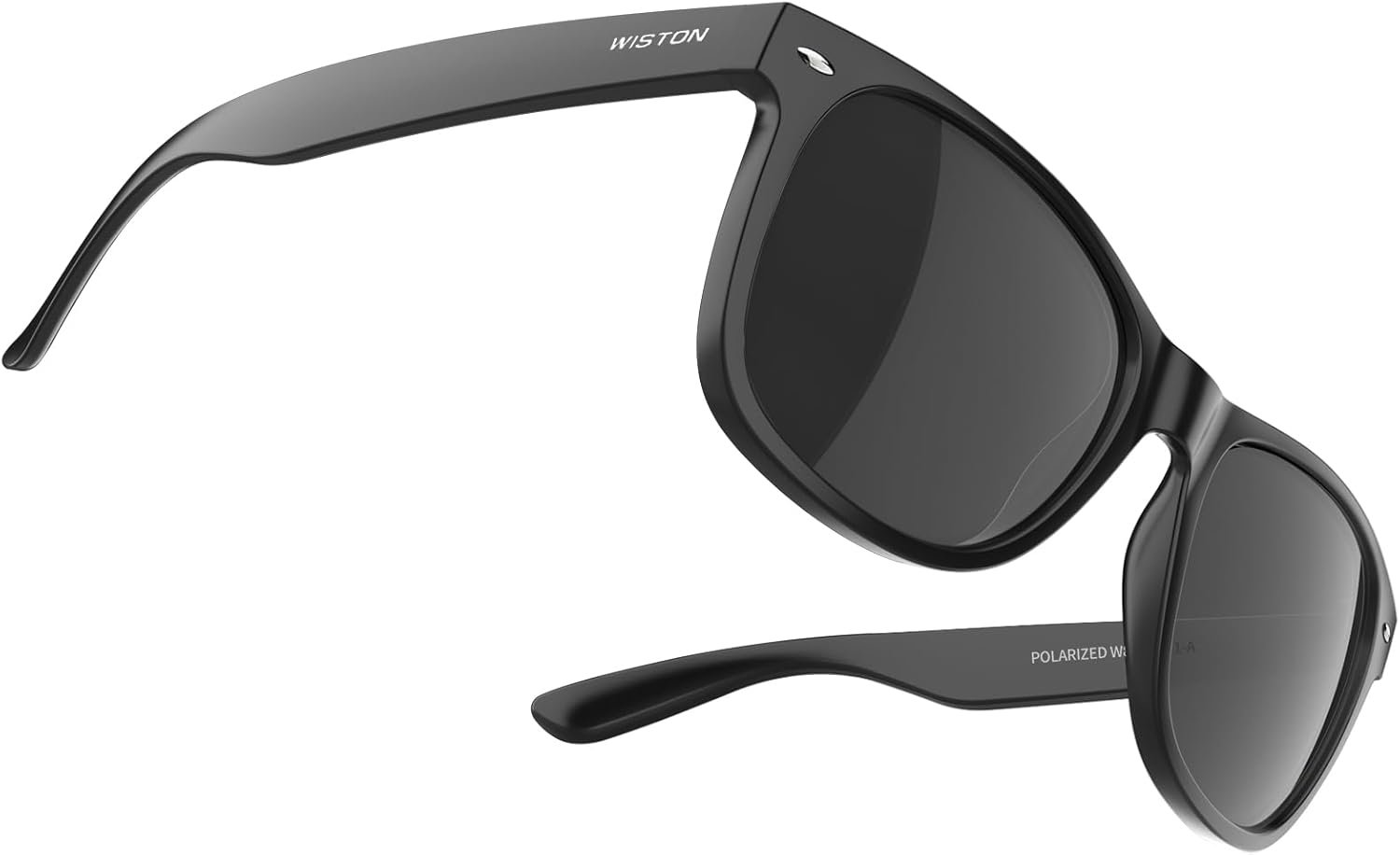 WISTON Wood Grain Polarized Sunglasses for Men and Women, UV400 Protection,TR90 Retro Mens Sunglasses W8809-Black - Image 7