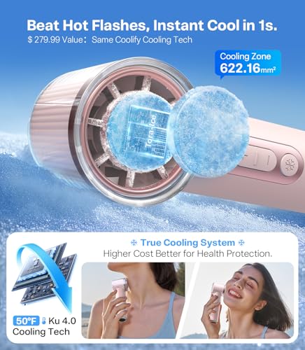 Image of TORRAS COOLiFY iva Handheld Fan with Ice Cooler, [Chill by 50F], 0-100 Adjustable Speed, Super Mini Powerful Portable Fan 4900mAh Rechargeable, Hand Fans, Gifts for Women, Pink