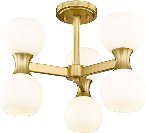 Z-Lite 494-6SF-MGLD Artemis semi empotrado, 6 luces 360 vatios totales, oro moderno