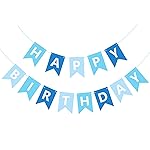 Waenerec Blue Happy Birthday Banner Sign Happy Birthday Bunting Banner Garland for Kids Boys Baby 1st Birthdays Tea Party Decorations Bunting Flag Birthdays Party Supplies