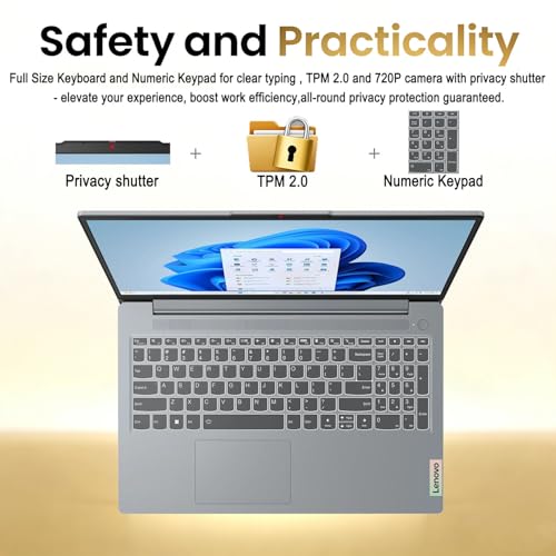 Image of Lenovo IdeaPad Slim 3i • 15.6 inch FHD Laptop with Microsoft 365 Included • Intel 4 Cores • 1.1TB Storage (128GB SSD + 1TB OneDrive) • LPDDR5RAM • Privacy Shutter • Dolby Audio • Win 11