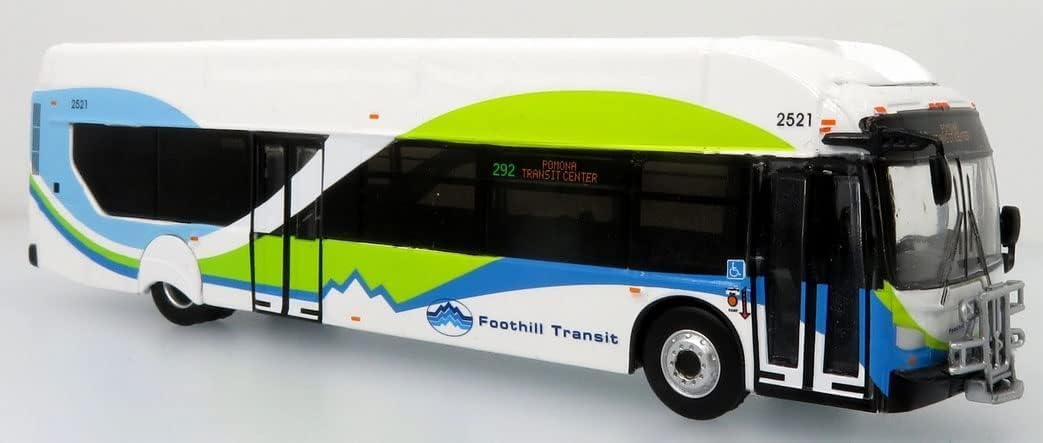 New Flyer Xcelsior XN40 Diecast Transit Bus Aerodynamic Foothill Transit, Los Angeles, California 1:87-HO Scale New in the Box