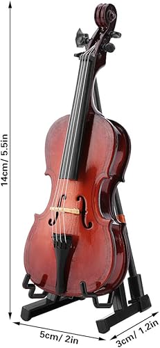 Miniatura 7 de Modelo de violonchelo en miniatura, adornos de madera para manualidades, mini réplica con estuche, regalo musical coleccionable para el hogar, café,