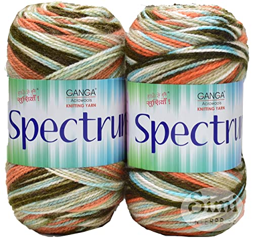 Image of Ganga Spectrum S M Rowan Mix (500 gm) Wool Ball Hand Knitting Wool /Art Craft Soft Fingering Crochet Hook Yarn, Needle Knitting Yarn Thread Dyed