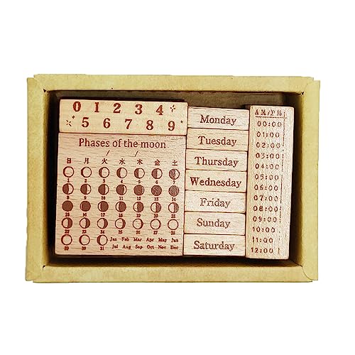 Amazon.co.jp: 永久カレンダー木製スタンプセット 日付切手 月 日 週