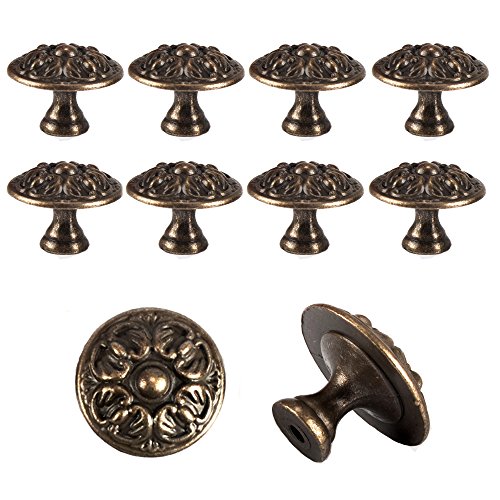 MyArmor 10x Palace Pattern Vintage Bronze Zinc-Plating Round Kettle Cupboard Cabinet Drawer Kitchen Door Knobs Pull Handles
