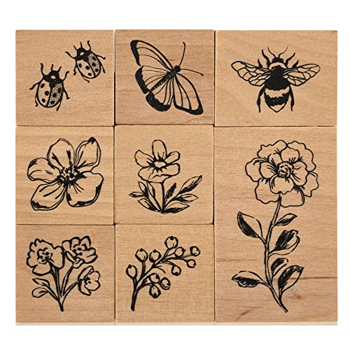 Flower Wood Stamp Set by Recollections - Woods Stamps for Stationary, Scrapbooking, School Projects, Arts & Crafts - 1 Pack10185545