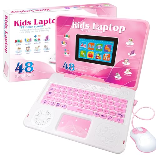Happiegg Kids Laptop Educational Toy with 48 Activities Colour Screen Pink