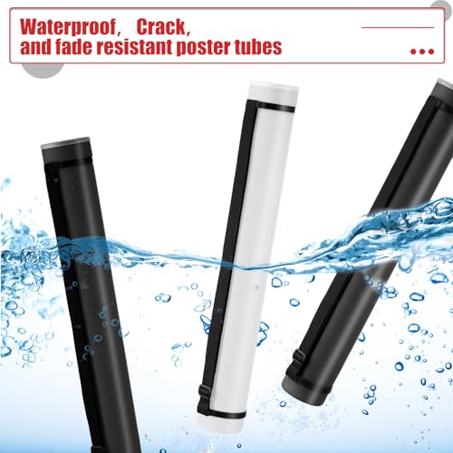 Image of Yahenda 6 Pcs Expandable Poster Tubes Bulk, 24 inch- 40 inch Extendable Blueprint Tube with Shoulder Strap Waterproof Portable Durable Round Cases for Drawing, Poster, Office Bulk Supply(Black, White)