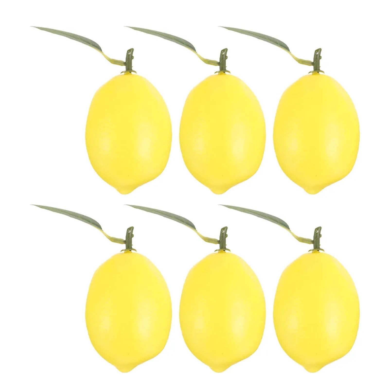 Wuyxto One Color 6Pcs Fake Lemon Artificial Simulation Fruit With Leaves Photography Prop Display Decoration For Party
