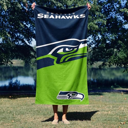 Image of Northwest NFL Seattle Seahawks Microfiber Beach Towel, 30 x 60 Inches - Quick Dry, Sand Resistant, Lightweight, Highly Absorbent, Incisor Design