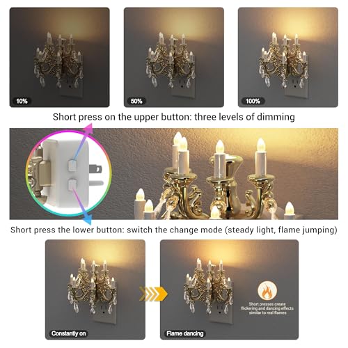 Image of JandCase Night Lights Plug Into Wall,Dimmable Night Light | Warm White & Flame Effect Pendant Night Light, Dusk to Dawn Sensor, 180 Rotatable Plug,for Home Bedroom Christmas Decor
